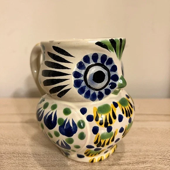 Anthropology Gorky Gonzalez folk art owl mug hand painted Mexico - Picture 2 of 7